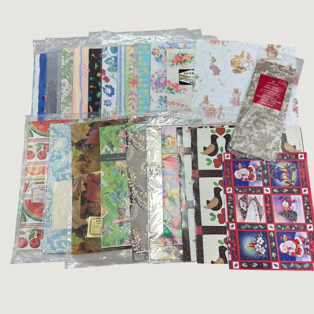 VTG Gift Wrap Collection 50s-90s Estate Lot Paper Ephemera Wrapping Paper 100+